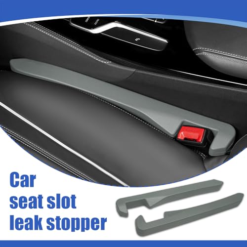 2PCS Car Seat Gap Filler, Car Blocker, PU Leather Fill The Gap Between Seat and Center Console, Universal Car Interior Accessories Flexible Seat Gap Organizer for Most Cars (Gray)