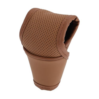 Universal Gear Shift Knob Cover Stick Shifting Handle Protector Automotive Manual Leather 1 Pc Anti-Slip Brown
