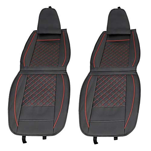 5 Seats Car Seat Cover Full Set PU Leather Front Rear w/Pillow Suitable for Year Round Use (Black/Red Line) Universal for Sedan SUV Truck - color: Black/Red Line