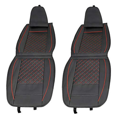 5 Seats Car Seat Cover Full Set PU Leather Front Rear w/Pillow Suitable for Year Round Use (Black/Red Line) Universal for Sedan SUV Truck - color: Black/Red Line