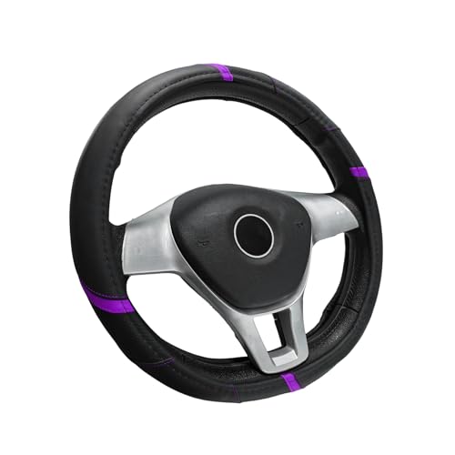 Car Steering Wheel Cover, 15 Inch Microfiber Leather Steering Wheel Protector with Anti-Slip Grip, Breathable Sporty Wheel Wrap Interior Decoration for Sedan Truck SUV (Purple) - color: Purple
