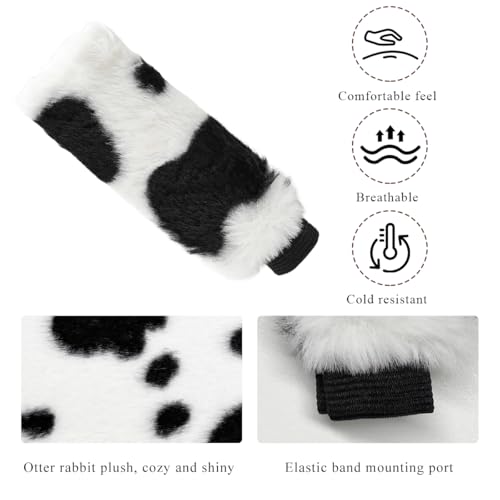 Cow Print Car Handbrake Cover, Cute Cow Print Anti-Slip Plush Handbrake Protector for Winter Warm, Soft Fluffy Comfortable Grip Printed Hand Brake Covers for Women Girls - color: Handbrake Cover
