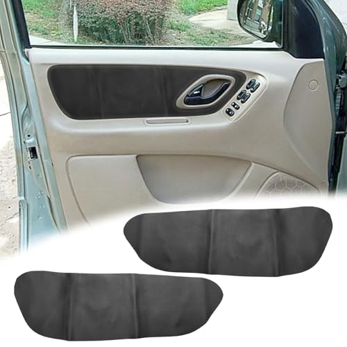 2PCS Front Door Panel Cover Compatible with Ford Escape 2001-2007 Left and Right Vinyl Leather Insert Cards Protector Trim Black (Only Leather Part)