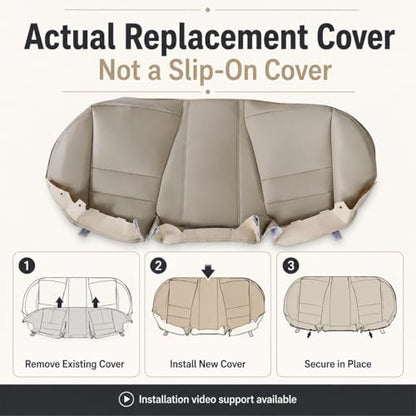 NLQR Back Car Seat Cover, Rear Bench Bottom Vinyl Cover Tan Compatible with Honda Accord 2008 2009 2010 2011 2012 - color: Tan