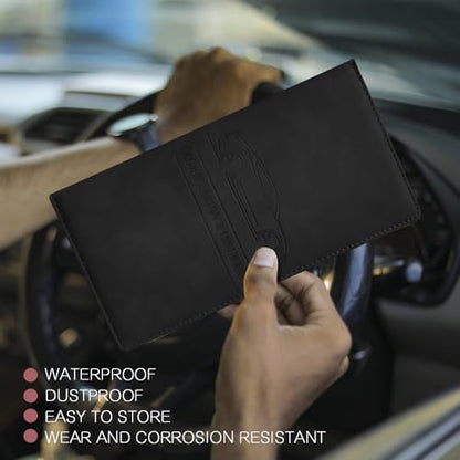 Car Registration and Insurance Holder, Registration and Insurance Card Holder, Auto Glove Box Organizer with Magnetic Shut, PU Leather Automobile Documents Wallet for Cards (Black) - color: Black