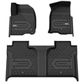 3W Floor Mats Fit for 2019-2024 2025 Chevy Silverado/GMC Sierra 1500 & 2020-2024 2025 Chevrolet Silverado/GMC Sierra 2500 HD/3500HD Crew Cab TPE All Weather Custom Fit, with Factory Carpeted Storage - size: Chevy Silverado & GMC Sierra Floor Mats