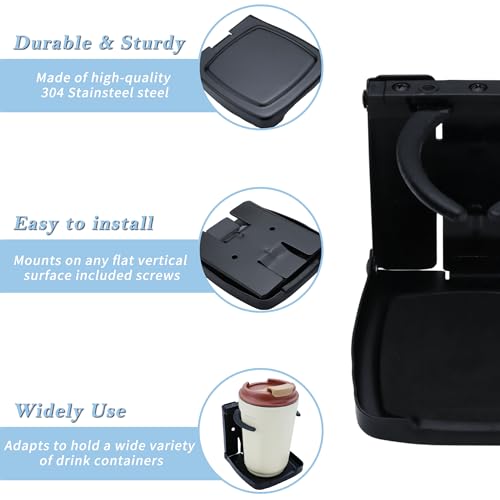 304 Stainless Steel Adjustable Folding Cup Holders,Matte Black Boat Drink Cup Holder,Folding Wall Car Desk Cup Holder for Trucks,RVs,Vans,Boats,Campers,Caravans(2 Pack) - style: Matte Black 2Pack