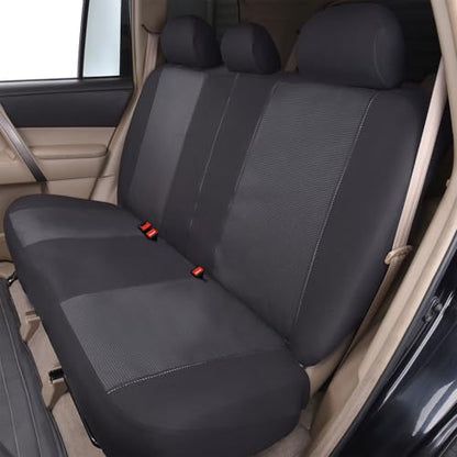 Flying Banner Car Seat Covers Full Set Universal fit Most Car,Truck,SUV and Van Comfortable Airbag Compatible Jacquard & Polyester (Full Set - Low Back, Black Black) - color: Black Black