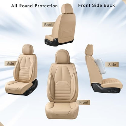 Coverado Seat Covers, Car Seat Covers Front Seats, Automotive Seat Covers, Waterproof Nappa Leather Car Seat Cover, Car Seat Cushion, Beige Seat Covers Carseat Cover Universal Fit for Most Cars - color: Beige-A, size: Front