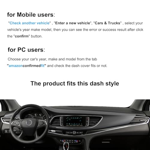 Dash Cover Mat Custom Fit for Buick Enclave with Forward Collision Alert with Light Sensor Dashboard Pad Cap Carpet Protector K275 (Black)