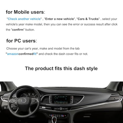 Dash Cover Mat Custom Fit for Buick Enclave with Forward Collision Alert with Light Sensor Dashboard Pad Cap Carpet Protector K275 (Black)
