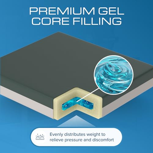 Kölbs Gel Extreme Wheelchair Seat Cushion, Coccyx, Sciatica & Tailbone Pain Relief, Ideal for Office, Kitchen Wheelchairs and Auto, 16 x 16 Inch Seat, 3 Inch Thick - size: 16x16x3 Inch (Pack of 1)