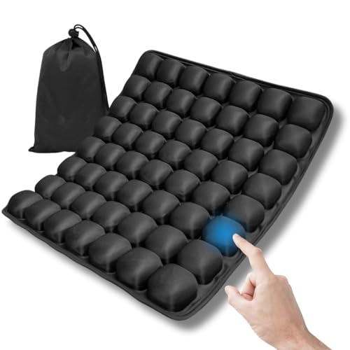 Travel Cushion – Airplane Seat Cushion for Air Travel | Inflatable Seat Cushion 56 Cells for Long Flights, Car, Office & Wheelchair | Lightweight, Ergonomic Pain Relief & Tailbone Support