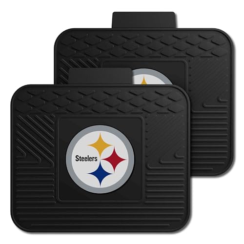 FANMATS NFL - Pittsburgh Steelers 2 Rear Seat Utility Mats | Black | 14"x17" | Circular Steelers Primary Logo