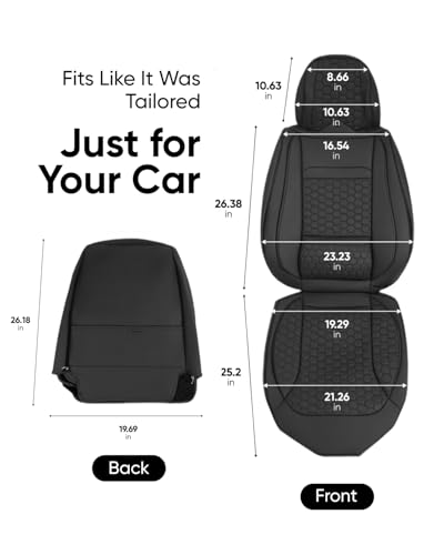 Eco-Leather Car Seat Cover – Luxury Universal Driver Seat Protector for Cars, SUVs, Trucks (Black Front) - color: Black Front