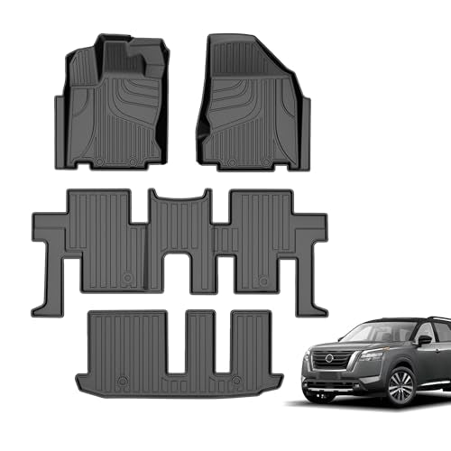 Floor Mats Custom for 2013-2020 Nissan Pathfinder/2014-2020 Infiniti QX60/2013 Infiniti JX35 All Weather TPE Heavy Duty Car Floor Mat Pathfinder Accessories Full Floor Liners Set
