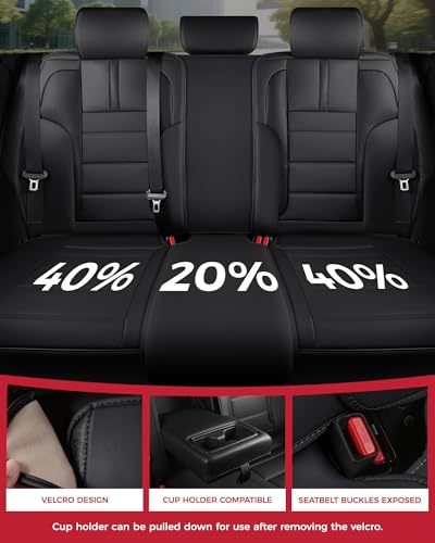 FREESOO Universal Full Seat Covers, Waterproof Faux Leather Automotive Seat Covers with Carbon Fiber Texture Seat Belt Pads, Anti-Slip Airbag Compatible Car Seat Covers for Cars SUVs Trucks - color: Black, size: Full Set - 5 Seats