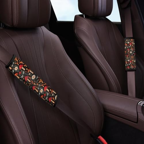 Dreaweet Mushroom Seatbelt Covers for Women Soft Comfort Seat Belt Cover Pad 2 Pack Cute Car Accessories Seatbelt Cushions Universal Car Seat Shoulder Strap Pads - color: Mushroom