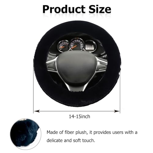Fluffy Steering Wheel Cover, Winter Warm, Suitable for Most Car Steering Wheels in The 14-15 Inch Range(Black, 1PCS) - color: Black, size: 1PCS