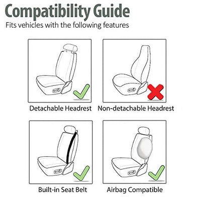 FH Group Car Seat Covers All-Purpose Built-in Seatbelt Front Set - Universal Fit for Cars, Trucks & SUVs (Beige/Black) FB351102 - color: Beige - Low Back (Flat Cloth), style: Front Set