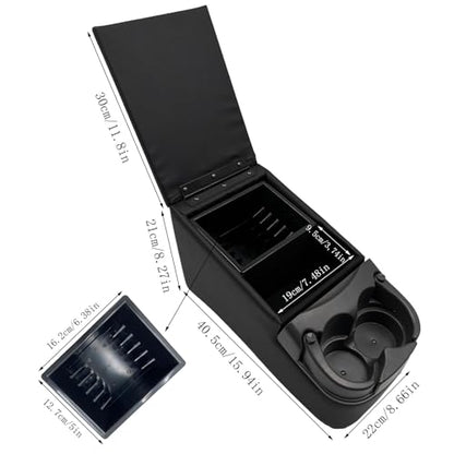 Black Universal Truck Bench Seat Console with Cup Holders