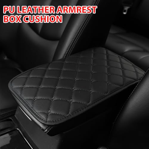 HZEL Car Center Console Cushion Pad, PU Leather Vehicle Armrest Protection Cover, Waterproof Automotive Interior Arm Rest Seat Box Mat Accessories, Universal for SUV, Sedan, Truck (Black) - color: Black