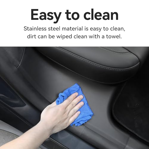2PCS Rear Door Sill Protector for 5 Seater Tesla Model Y 2024 2023 2022 2021 Accessories (NOT Fit Juniper & 7 Steater) Black ABS Material Rear Door Car Pedal Kick Protection