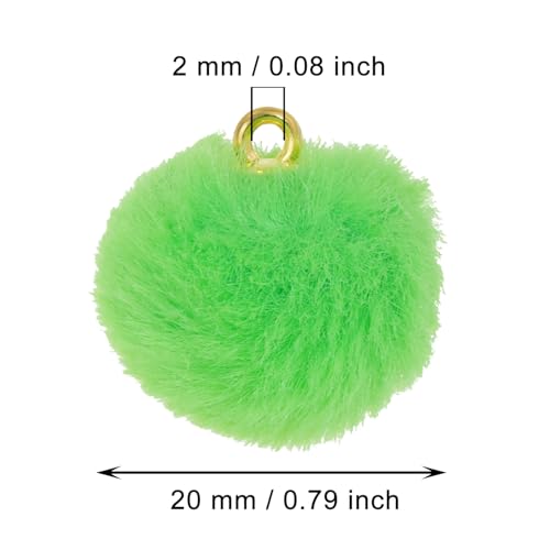 Tupalizy 50PCS Fluffy Pom Poms Charms Soft Fuzzy Faux Fur Puff Ball Pendant for Keychains Bracelets Earrings Jewelry Making Tassels Bags DIY Crafts Party Favors Gifts Accessories - color: Bright Green