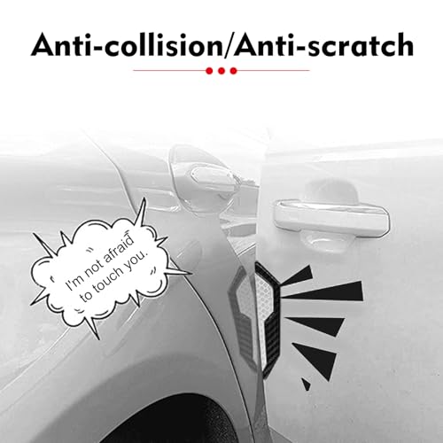 4 PCS Car Door Edge Guard Stickers, 4.72" x 1.18" Reflective Anti-Collision Car Side Strips, Self-Adhesive Waterproof Paint Protection Decals, Universal for Cars Trucks SUVs (White) - color: White
