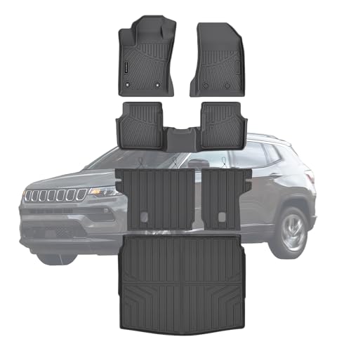 TPE Floor Mats & Cargo Liner for Jeep Compass 2017-2026 All Weather Car Floor Liners Fit Jeep Compass 2017-2026 Accessories Black - size: 2017-25|For Jeep Compass|full set