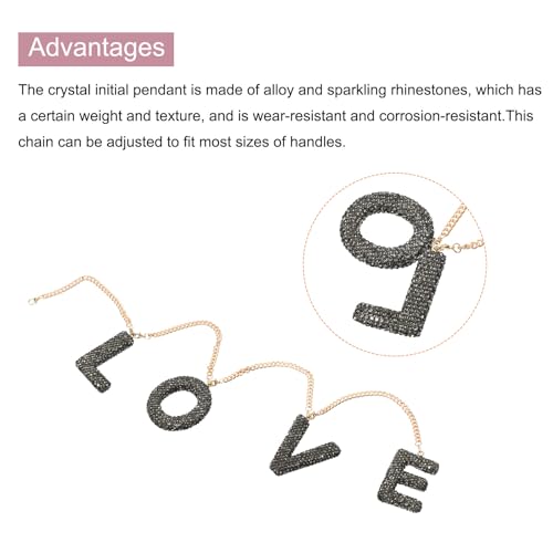 MECCANIXITY Bling Car Letter Charm, Initial L Letter Interior Car Rear View Mirror Decoration Hanging Crystal Ornaments for Women Bags Water Cup DIY Craft, Gray - style: L Letter
