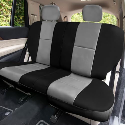 FH Group Full Set Faux Leather Car Seat Covers - Universal Fit, Low Back Front Seat Covers, Solid Back Seat Cover, Easy to Clean Seat Cover for SUV, Sedan, Van Gray/Black - color: Gray, style: Full Set