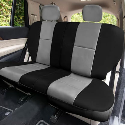 FH Group Full Set Faux Leather Car Seat Covers - Universal Fit, Low Back Front Seat Covers, Solid Back Seat Cover, Easy to Clean Seat Cover for SUV, Sedan, Van Gray/Black - color: Gray, style: Full Set