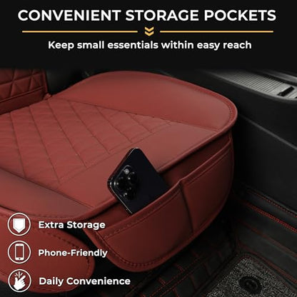 Black Seal 2-Pack Front Car Seat Covers, Faux Leather Seat Bottom Covers with Partial Backrest Protection, Side Wrap Design, Universal Fit for Most Cars, SUVs, Trucks, Vans (Burgundy) - color: 2-Pack-Burgundy