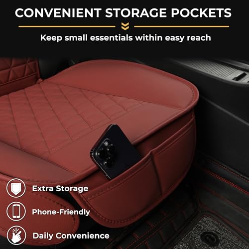 Black Seal 1-Pack Front Car Seat Cover, Faux Leather Seat Bottom Cover with Partial Backrest Protection, Side Wrap Design, Universal Fit for Most Cars, SUVs, Trucks, Vans (Burgundy) - color: Single-Burgundy