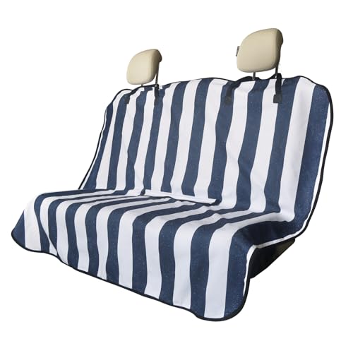 Back Seat Cover for Car Trucks Van SUV,Waterproof Rear Bench Towel Seat Covers for Dogs and Kids,Automotive Backseat Protector (Blue Stripe)