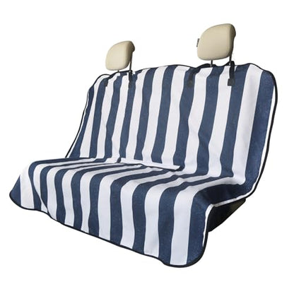Back Seat Cover for Car Trucks Van SUV,Waterproof Rear Bench Towel Seat Covers for Dogs and Kids,Automotive Backseat Protector (Blue Stripe)