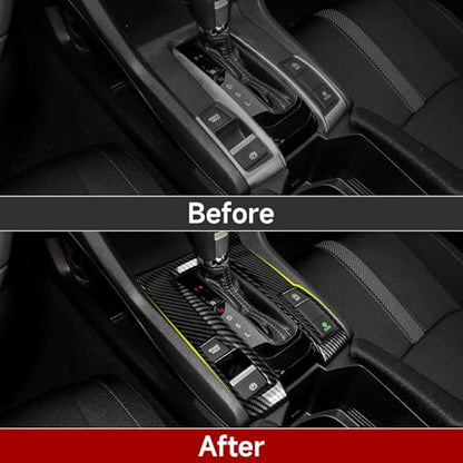 Gear Shift Panel Cover Decals for Honda Civic 2016 2017 2018 2019 2020 2021 10th Gen Accessories ABS Carbon Fiber Interior Stickers - color: Gear Shift Panel, C