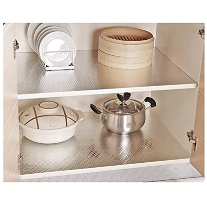 Snkxu Kitchen Wallpaper Oil Proof Sticker Backsplash Aluminum foil Oil self-Adhesive Paper Silver Cabinet Liner Waterproof and Heat Resistant Peel and Stick backsplash, 15.7X197 Inches - size: 15.7"W x 197"L