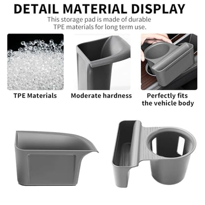 2PCS Cup Holder Storage Box for Toyota Sienna 2021-2026 Gear Shift Insert Organizer Tray Pockets Cup Groove Storage Multifunction Box(Gray) - size: Cup Holder Storage Box