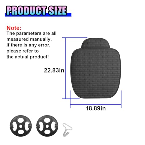 Car Front Seat Cover, Comfortable Linen Automotive Seat Pad with Storage Pocket, Anti-Slip Breathable Vehicle Seats Protection Mat, Universal Car Interior Seats Pad for SUV, Truck (Black-S) - size: Black-S