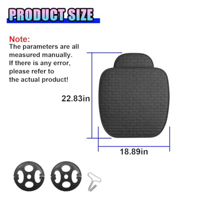 Car Front Seat Cover, Comfortable Linen Automotive Seat Pad with Storage Pocket, Anti-Slip Breathable Vehicle Seats Protection Mat, Universal Car Interior Seats Pad for SUV, Truck (Black-S) - size: Black-S