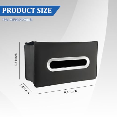 Car Tissue Holder, Leather Rectangle Vehicle Seat Back Hanging Tissue Dispenser Box Cover, Keep Tidy Automotive Interior Napkin Organizer, Universal for SUV Sedan Truck (Black) - color: Black