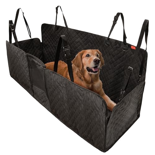 Lusso Gear Dog Car Seat Cover for Back Seat - 100% Waterproof Dog Hammock - Padded Headrest and Mesh Window - Passenger Compatible Rear Car Seat Cover - Fits Trucks, SUVs, Cars - color: Hammock