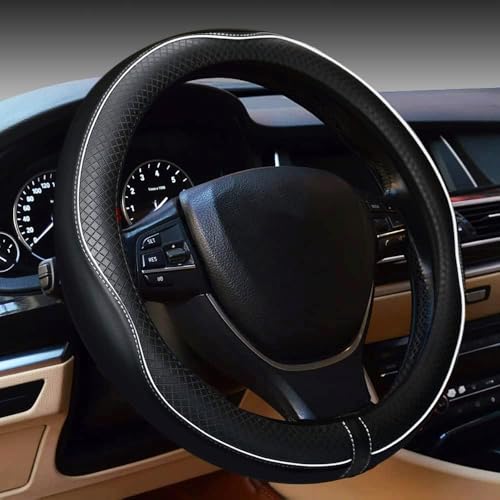 Steering Wheel Cover,Car Accessories,Microfiber Leather Car Steering Wheel Covers,Universal 15 Inch Anti-Slip Breathable Auto Interior Decor Protector,Suitable for Most Cars (Black&White) - color: Black&White