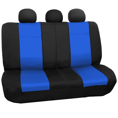 FH Group Waterproof Neoprene Car Seat Covers Rear Set– Universal Fit Split Bench Back Seat Cover, Durable Automotive Seat Protector for Cars, SUVs & Vans, Blue/Black - color: Blue, style: Rear Set
