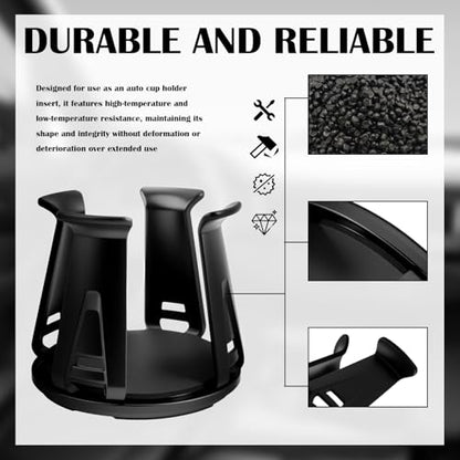 2PCS Car Cup Holder Inserts,2-in-1 Self-Adhesive & Suction Cup Car Cupholder Insert with Adaptive Clamping Arms,Universal Cups Holder Expander for Most Cars/Trucks/SUVs