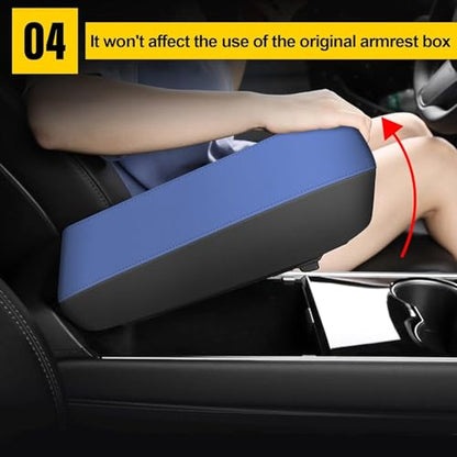 AOMSAZTO Console Covers for 2012-2015 Honda Civic Armrest Covers for Honda Civic Black with Blue Leather - color: blue