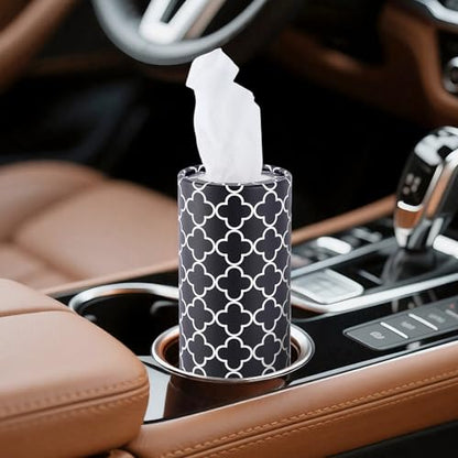 Car Tissues with Facial Tissue, 4 Pack Geometric Tissue Cylinder for Car Cup Holder, 2 Ply 50 Count Travel Tissues Tube for Console, Minimal Pattern Car Accessories
