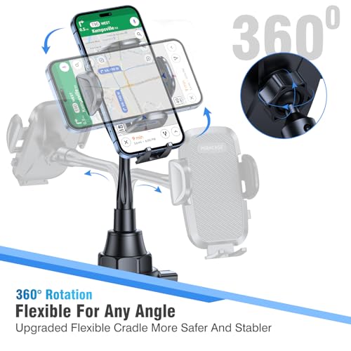 Miracase Cup Holder Phone Mount - Universal Gooseneck Adjustable Car Cell Phone Mount for iPhone, Samsung, Google and All 4.0-7.2 inches Smartphones - color: Gooseneck